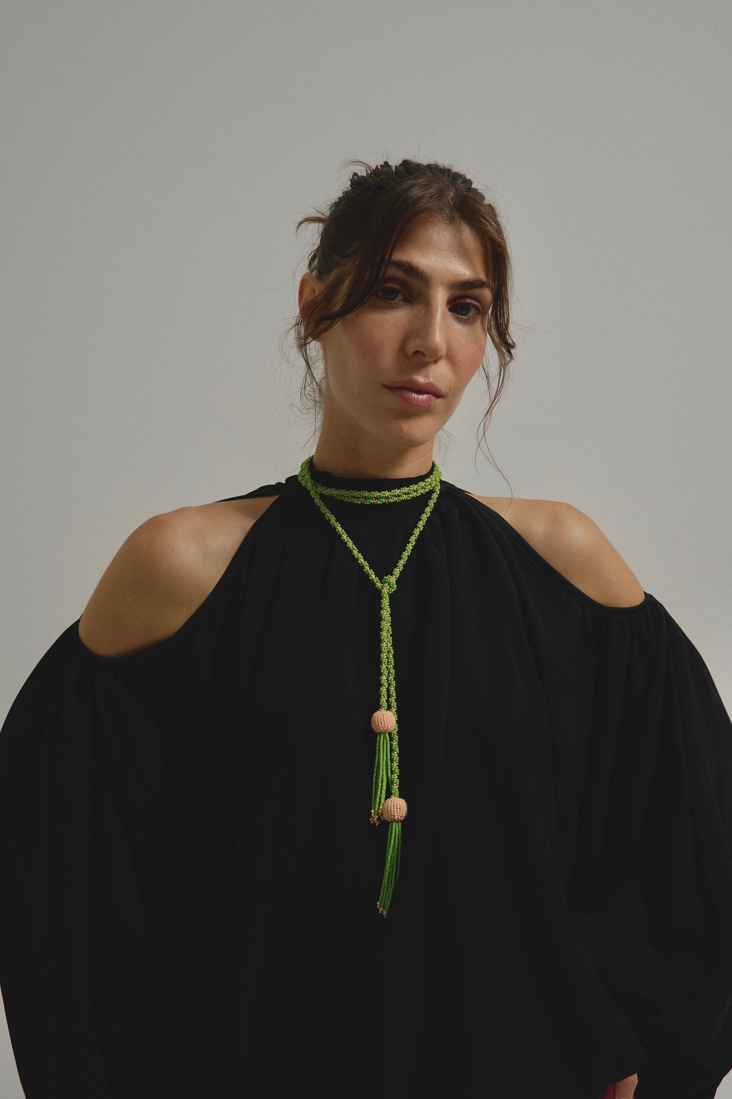 Amara Necklace In Green & Soft Pink