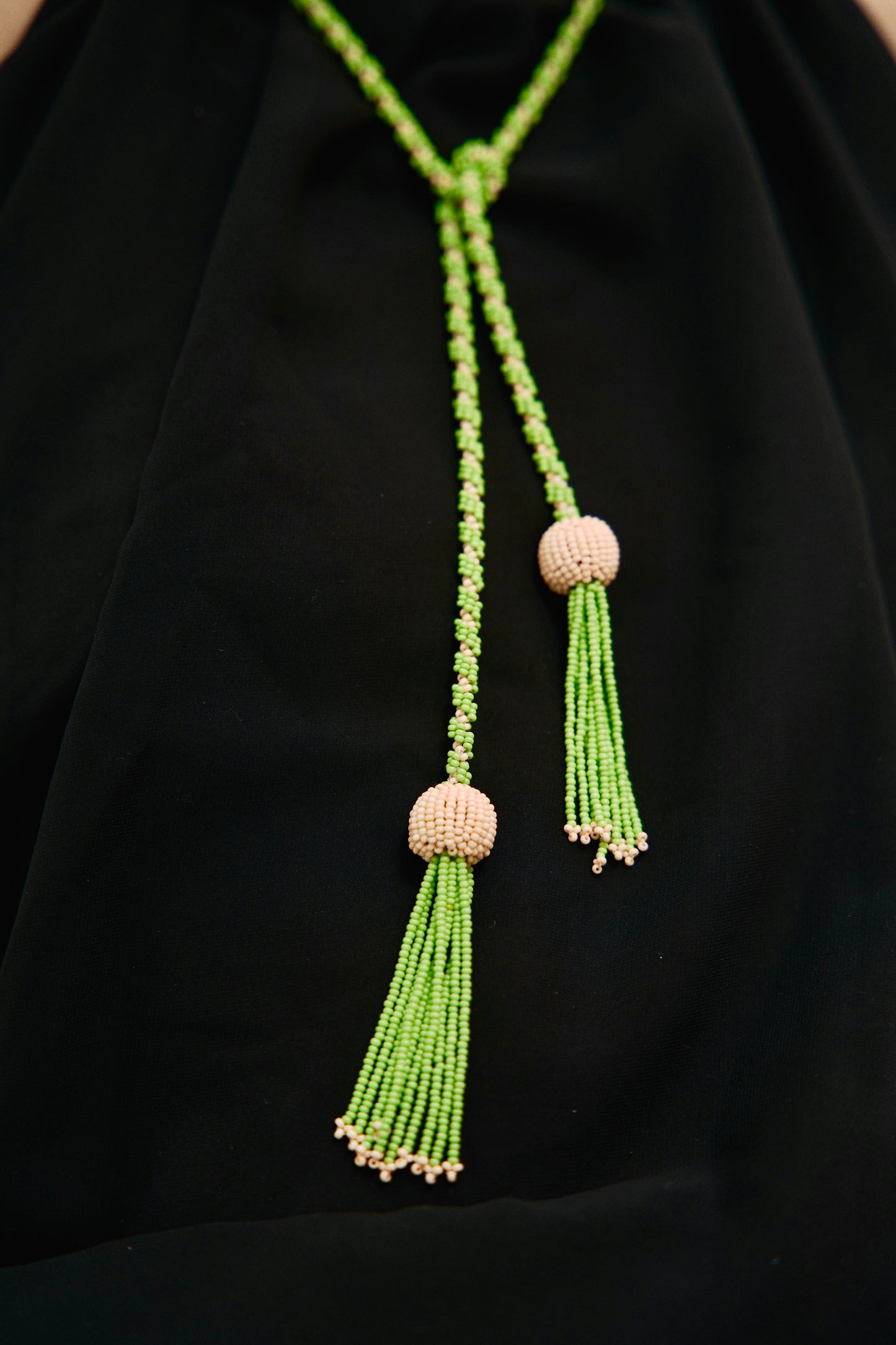 Amara Necklace In Green & Soft Pink