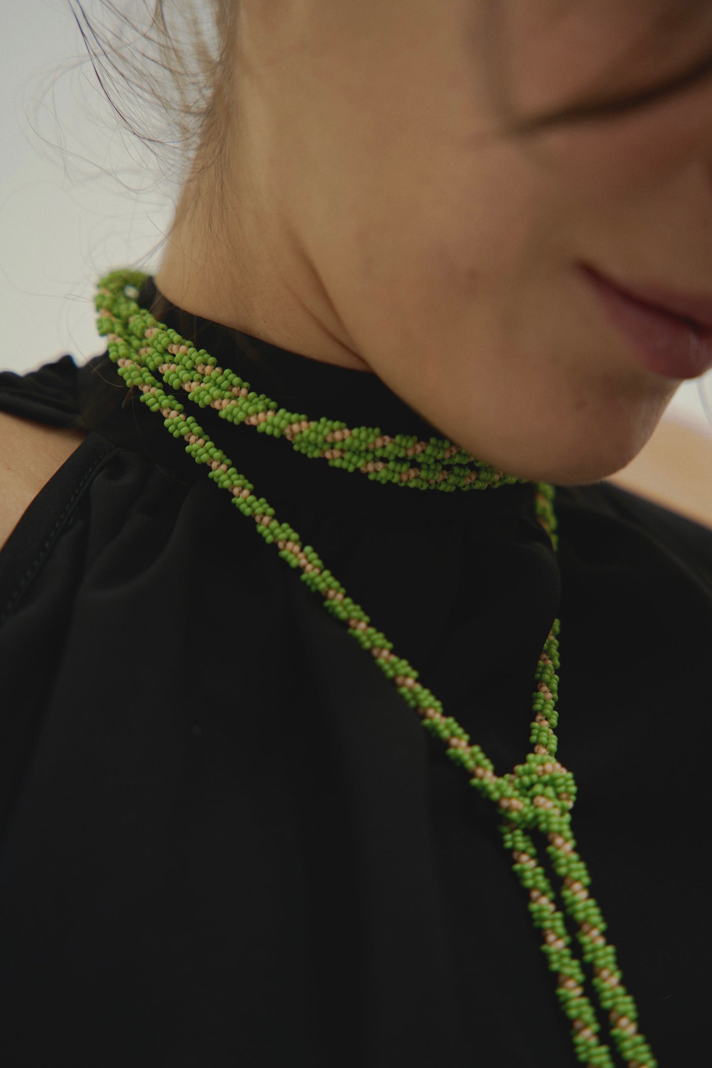 Amara Necklace In Green & Soft Pink