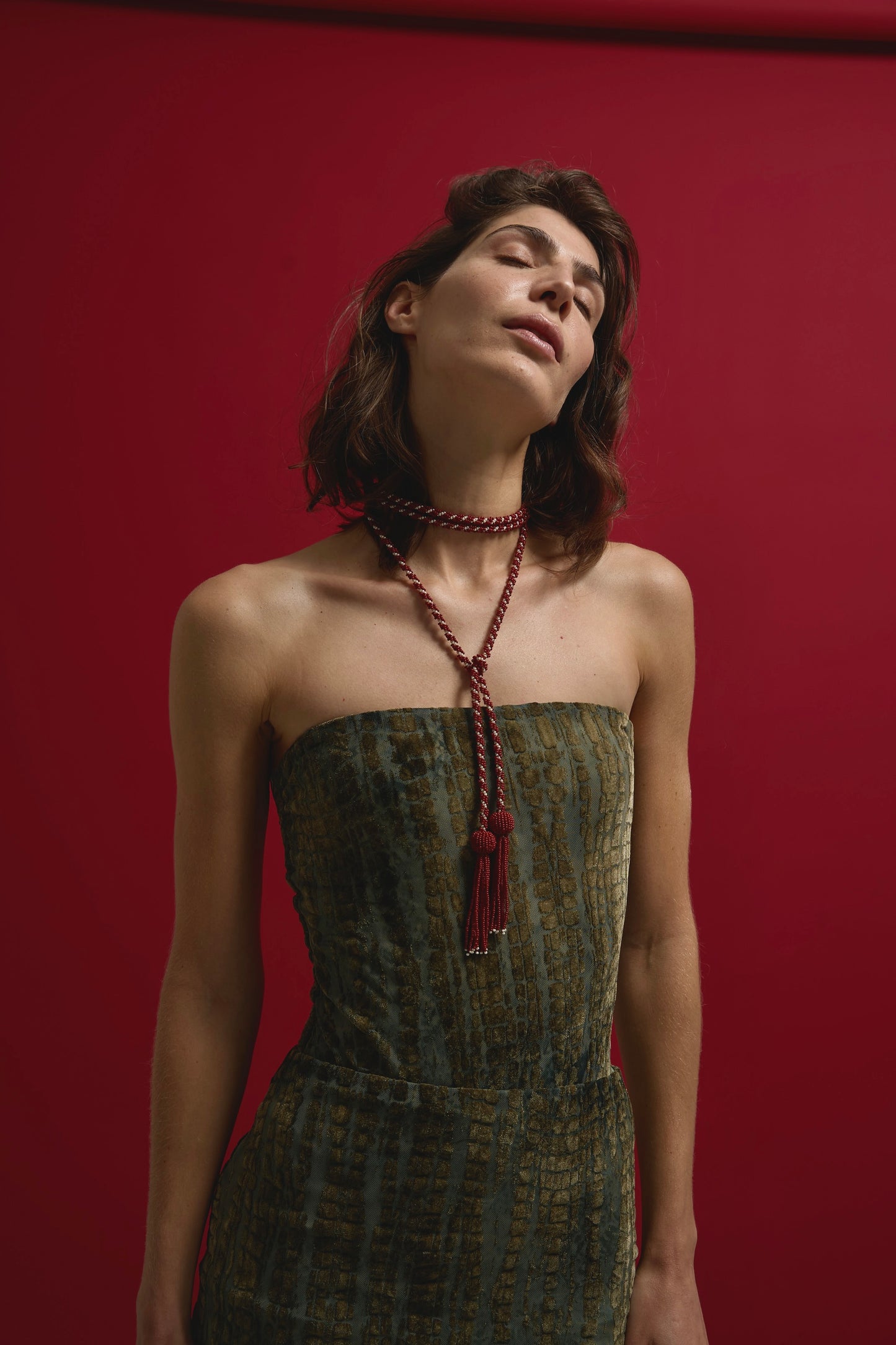 Amara Necklace In Wine & Beige