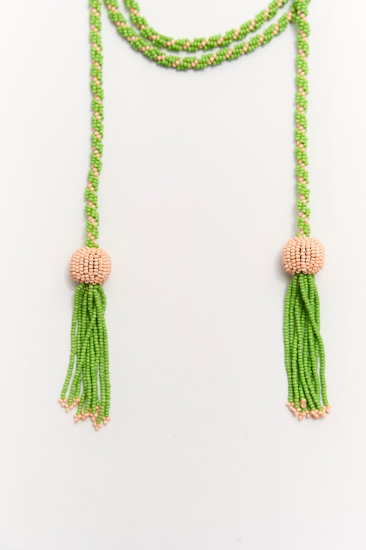 Amara Necklace In Green & Soft Pink